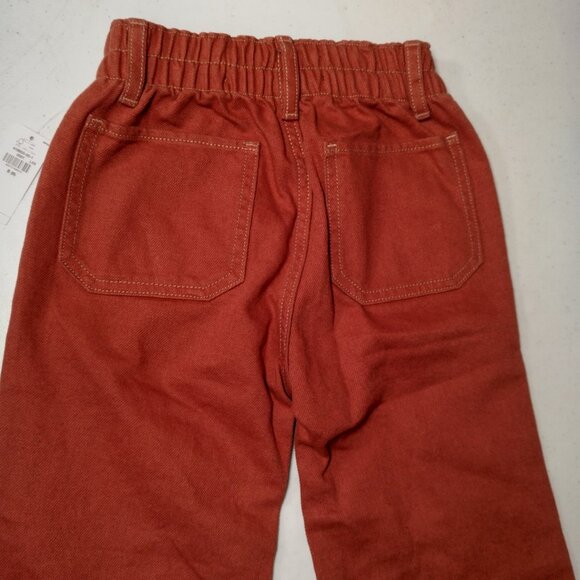 Old Navy Pants Girls Small 6 Baggy Wide Leg High Rise Rust Elastic Canvas READ - Picture 3 of 12